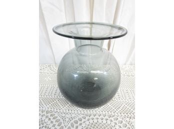 Vintage MCM Large Gray Smoke Glass Orb Art Glass Vase