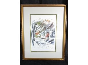 Vintage John Haymson Framed Watercolor Print MCM Waters Coleman House Canterbury