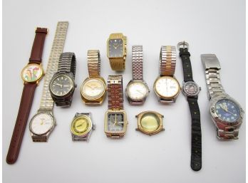 Lot 12 Men's Wristwatches Bulova Waltham Seiko Elgin Caravelle Vintage & Newer