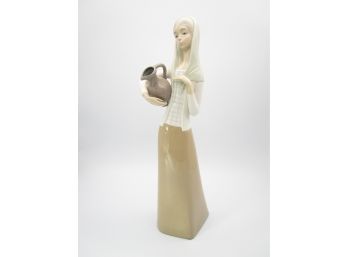 Zaphin / Lladro Style Porcelain Lady W/ Pitcher Figurine 15' Tall
