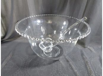 Vintage Imperial Glass Candlewick Large Punchbowl With Ladle
