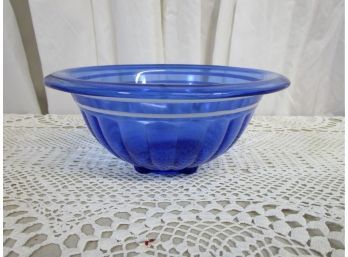 Vintage Cobalt Glass White Banded Nesting Mixing Bowl