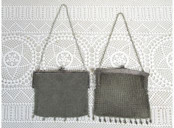 2 Pc. Antique German Silver Chain Link Ladies Purses Handbags