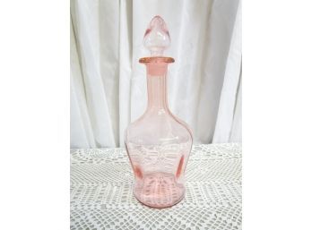 Vintage Pink Depression Glass Decanter With Stopper