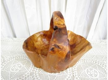 Artistic Wood Burl Handled Bowl Large