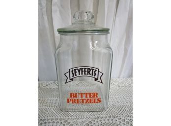 Seyfert's Original Butter Pretzels Large Counter Advertising Display Glass Jar