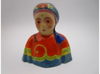 Colorful Vintage Made In Japan Porcelain Bust Figurine