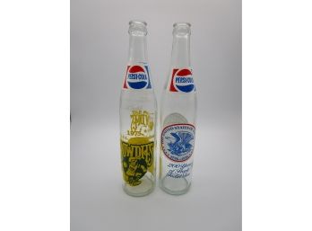 Lot 2 Vintage 1970's PEPSI Collectors Bottles 1776-1976  Rowdies Soccer Champions