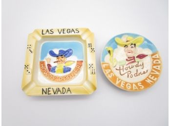 Vintage Vegas Vic Howdy Podner Las Vegas Souvenir Cowboy Ashtray & Wall Plaque