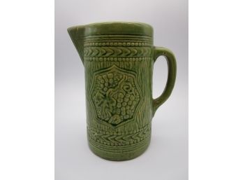 Large McCoy Pottery Antique Stoneware Pitcher Green As Is