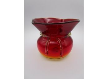 Vintage Blenko Art Glass Amberina Tassel Vase MCM