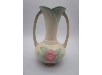 Hull Art Pottery Open Rose Handled Vase