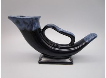 Van Briggle Pottery Colorado Springs Handled Cornucopia Vase Blue Mottled Glaze
