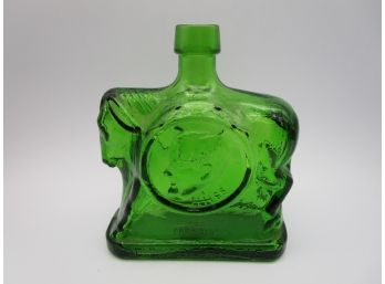 Vintage 1968 Wheaton Bottle Decanter Green Glass HH For President Democratic Donkey