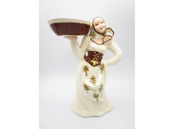 Vintage Hedi Schoop California11' Peasant Girl Figurine Holding Large Bowl