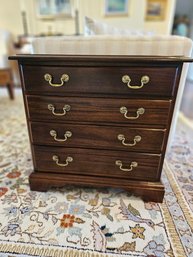 Four Drawer Mahogany And Brass Side Table