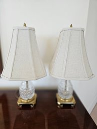Cut Glass And Brass Lamps