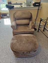 Golden Brown Arm Chair And Ottoman