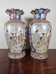 Pair Of Asian Urns With Musical Motif