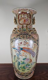 Monumental 36 Inch Urn Depicting A Peacock
