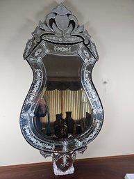 Large Venetian Glass Mirror Pear Shaped Bottom