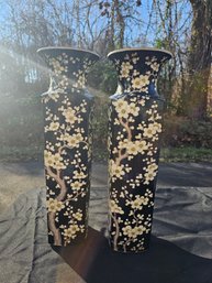 Tall Pair Of Cherry Blossom Vases