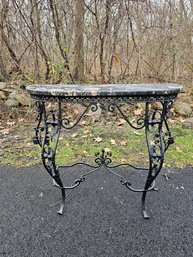 Elegant Marble And Cast Iron Top Side Table