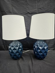 Pair Of Blue Lamps