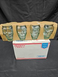Lot Of 16 Empty Candle Glass. Skull Shaped