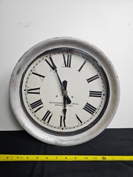 Antique Heavy Metal And Glass Clock