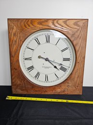 Square Oak And Glass Vintage Clock