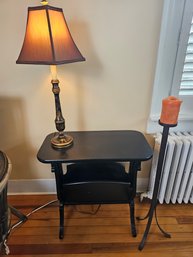 Accent Table, Lamp And Tall Candle
