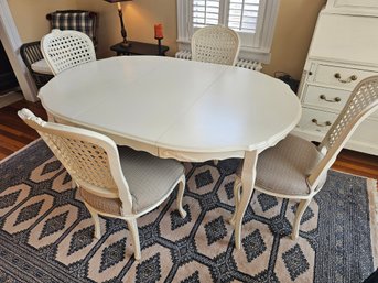 White Dining Room Table And Chairs With 1 Additional Leaf