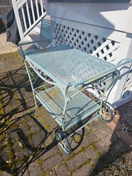 Teal Cast Iron Bar Cart And Chair