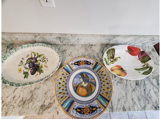 Lot Of 3 Painted Plates