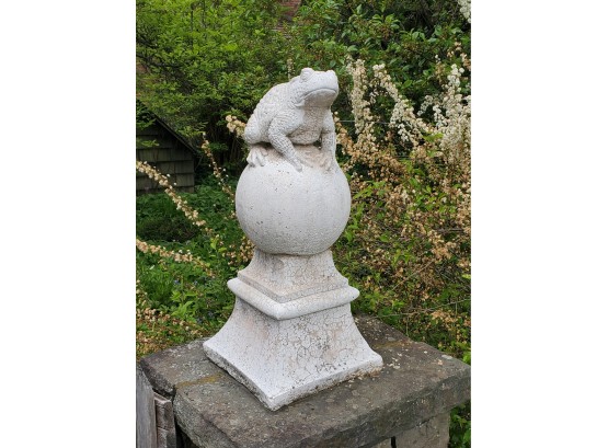 Gargoyle / Stone / Cement Frog Mounted On Pedestal
