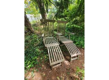 Matching Pair Of Teak Chaise Loungers