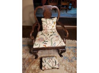 Upholstered Arm Chair And Foot Rest