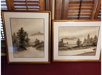 Framed Chinese Watercolor On Silk