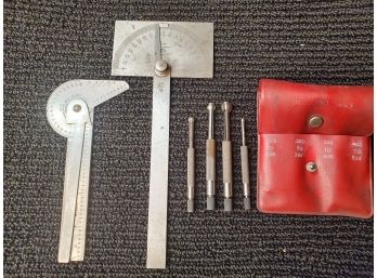 Starrett And Other Machine Tools - Protractors And Small Hole Gauge