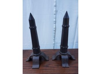 Masculine Pair Of Andirons