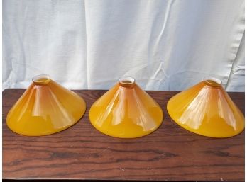 Lot Of Three Yellow Glass Lampshades