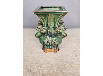 Chinese Celadon Vase With Rams Heads