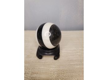 Black And White Obsidian Or Marble Sphere
