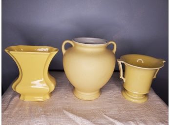 Collection Of Three Yellow Vases