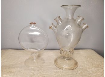 Pair Of Ornate Antique Glass Vases