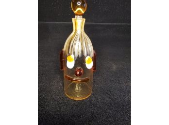 Fratelli Toso Murano Glass Decanter (yellow) Clown Face