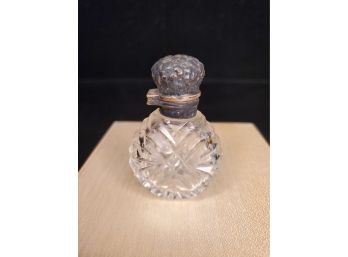 Cut Glass And Sterling Silver Antique Perfume Bottle