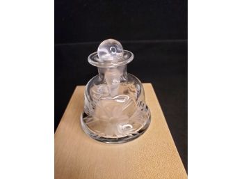 Antique Victorian Floral Etched Glass Perfume Bottle