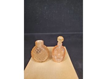 Pair Of Cut Glass Antique Perfume Bottles